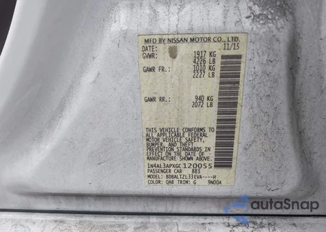 2016 Nissan Altima 2.5 Sl from USA, damaged, VIN 1N4AL3APXGC120055